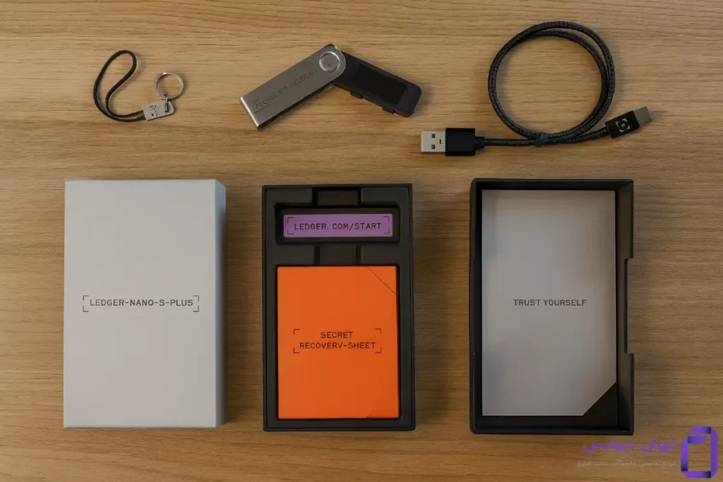 خرید لجر نانو اس پلاس 2025 (Ledger Nano S Plus) 3 محتویات جعبه لجر نانو اس پلاس