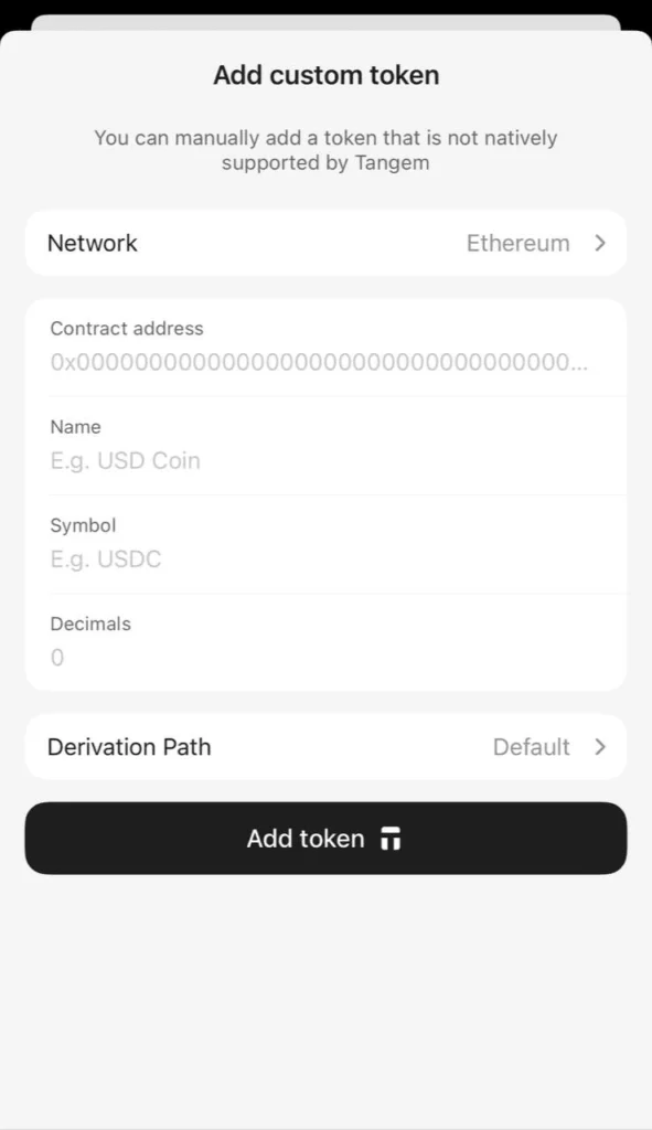 اضافه کردن توکنهای سفارشی به برنامه Tangem 6 66